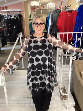 103 ECLIPSE MESH DOT BLACK & WHITE TUNIC