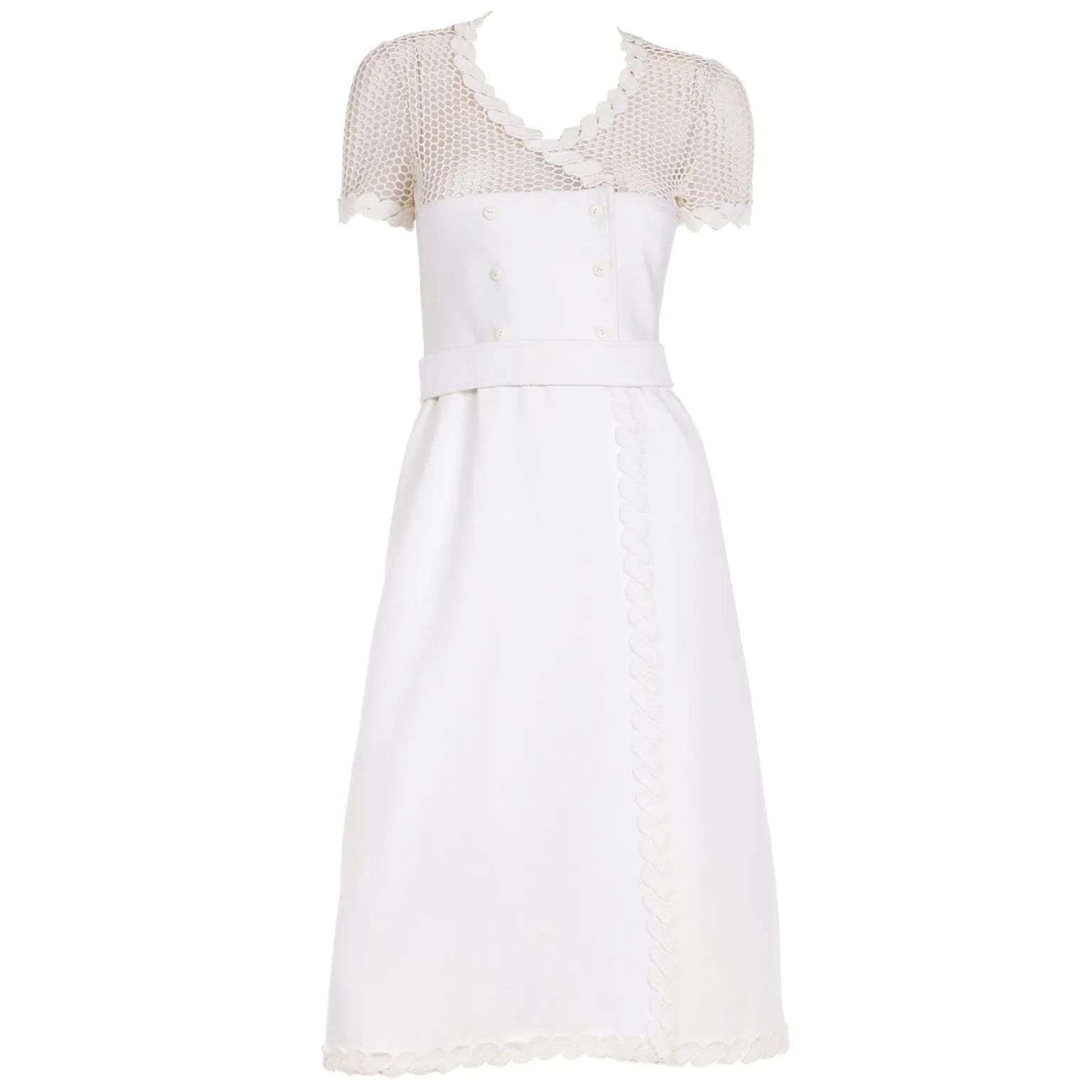 1960s Andre Courreges Space Age White Vintage Dress