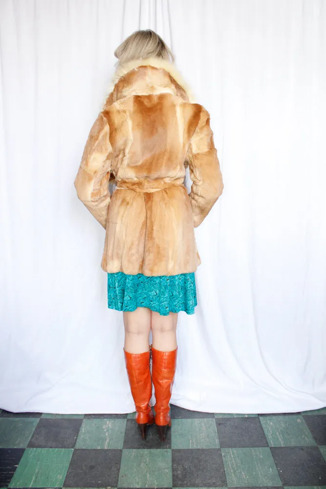 1970s Blonde Guanaco Fur Wrap Coat - M/L