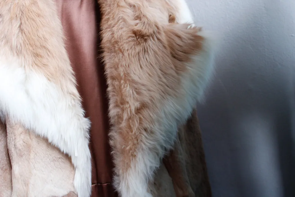 1970s Blonde Guanaco Fur Wrap Coat - M/L
