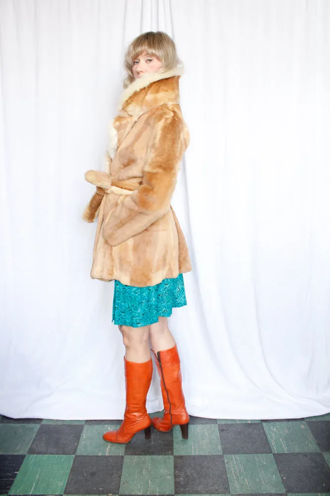 1970s Blonde Guanaco Fur Wrap Coat - M/L