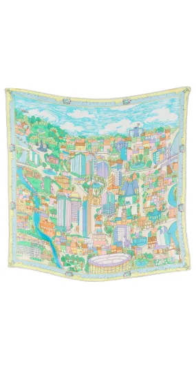 1970s Philadelphia Cityscape Silk Scarf