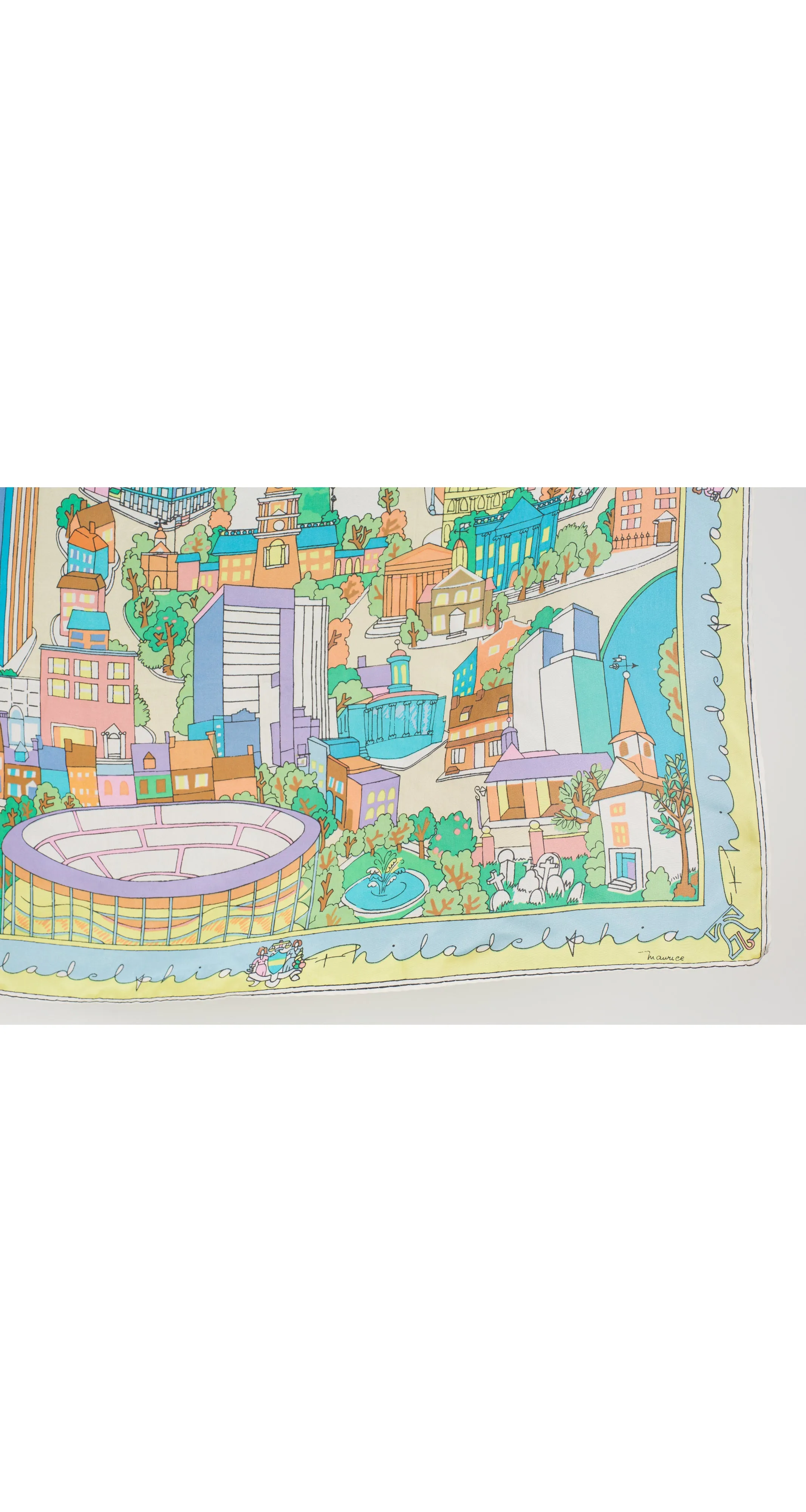 1970s Philadelphia Cityscape Silk Scarf