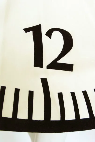 1995 Moschino Documented 'Alice In Wonderland' Novelty Clock Appliqué Mini Dress