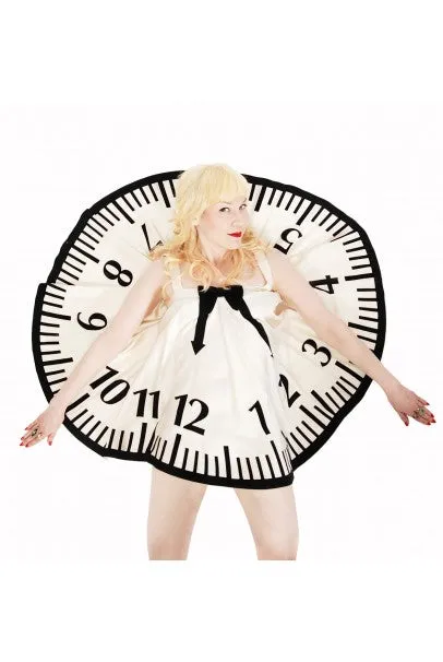 1995 Moschino Documented 'Alice In Wonderland' Novelty Clock Appliqué Mini Dress