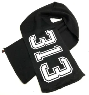 313 Scarf, Wool Scarf, Footballer Style. Detroit Scarf, Black & White