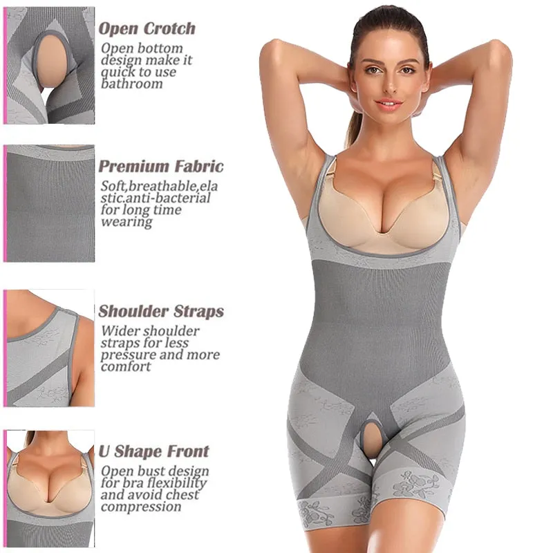 3XL Above Knee Crotchless Full Body Slimming Underwear Plus Size Women