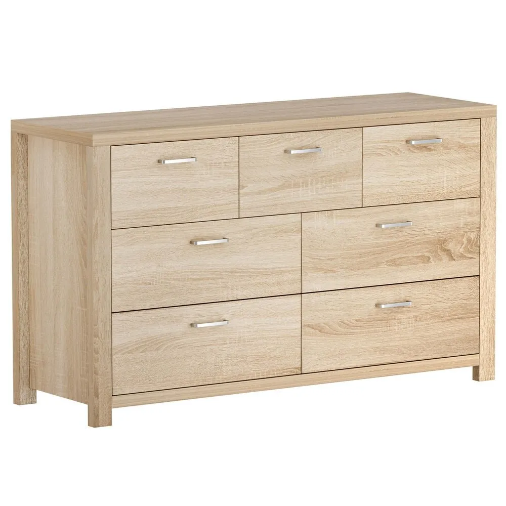 7 Drawer Lowboy Storage Dresser Oak