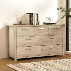 7 Drawer Lowboy Storage Dresser Oak