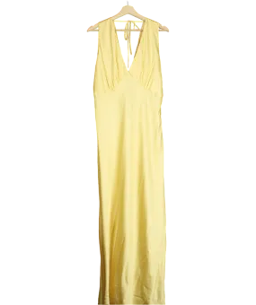 Abercrombie & Fitch Yellow Plunge Cowl Back Maxi Dress UK XL