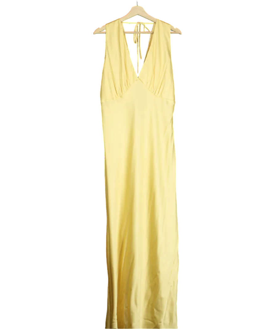 Abercrombie & Fitch Yellow Plunge Cowl Back Maxi Dress UK XL