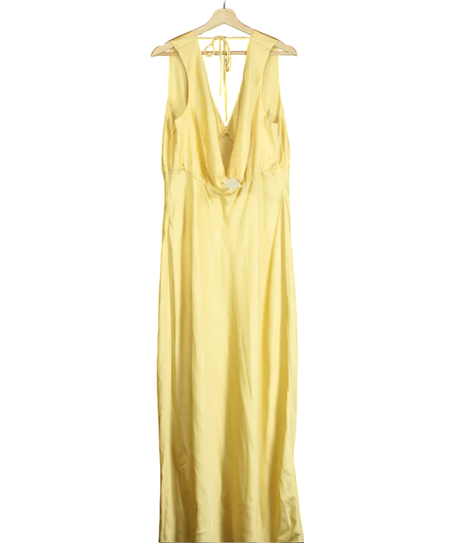 Abercrombie & Fitch Yellow Plunge Cowl Back Maxi Dress UK XL