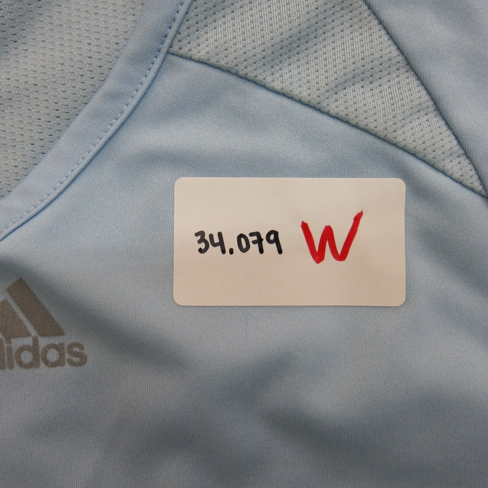 Adidas Womens V Neck T Shirt Top Workout Short Sleeve Logo Light Blue Size Small