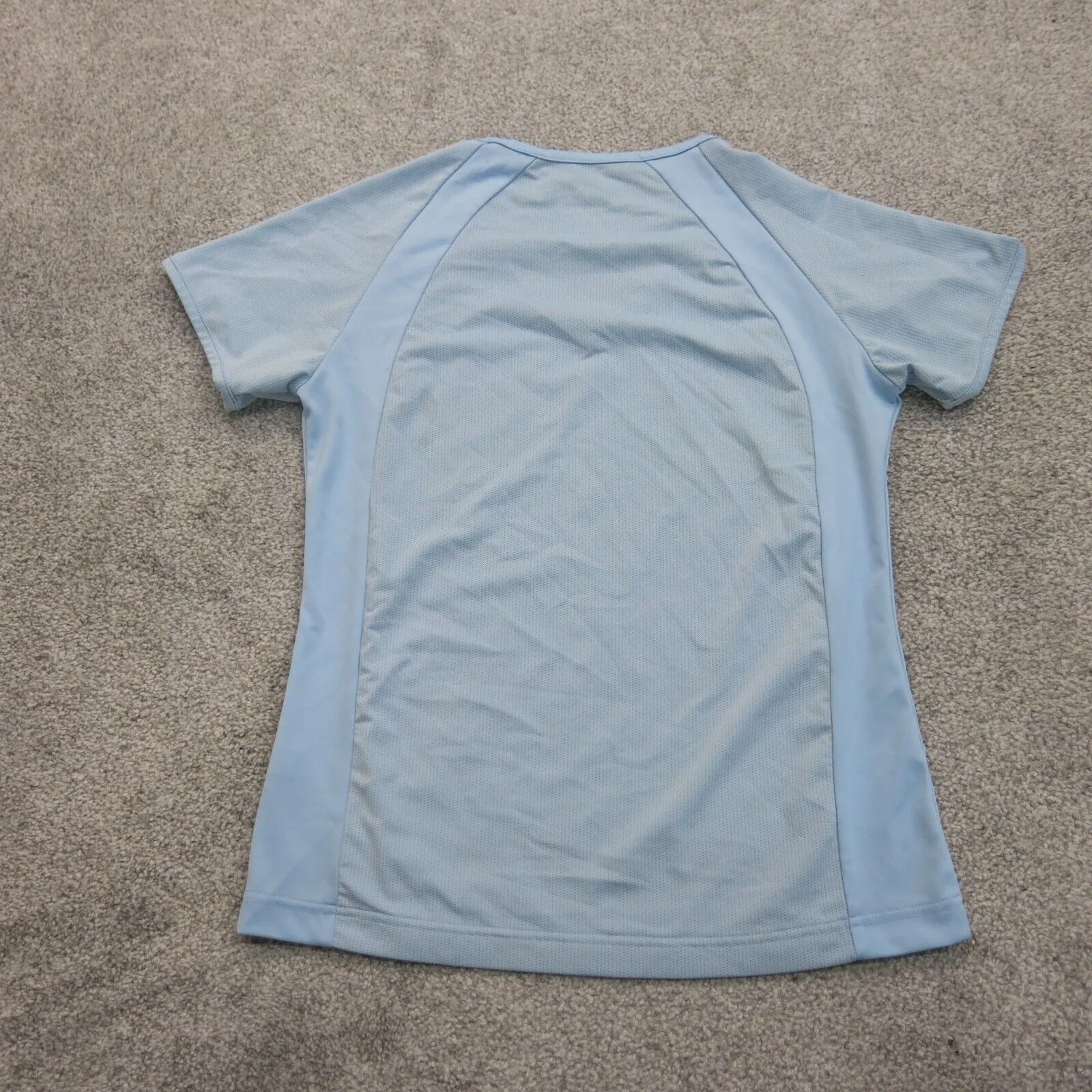 Adidas Womens V Neck T Shirt Top Workout Short Sleeve Logo Light Blue Size Small