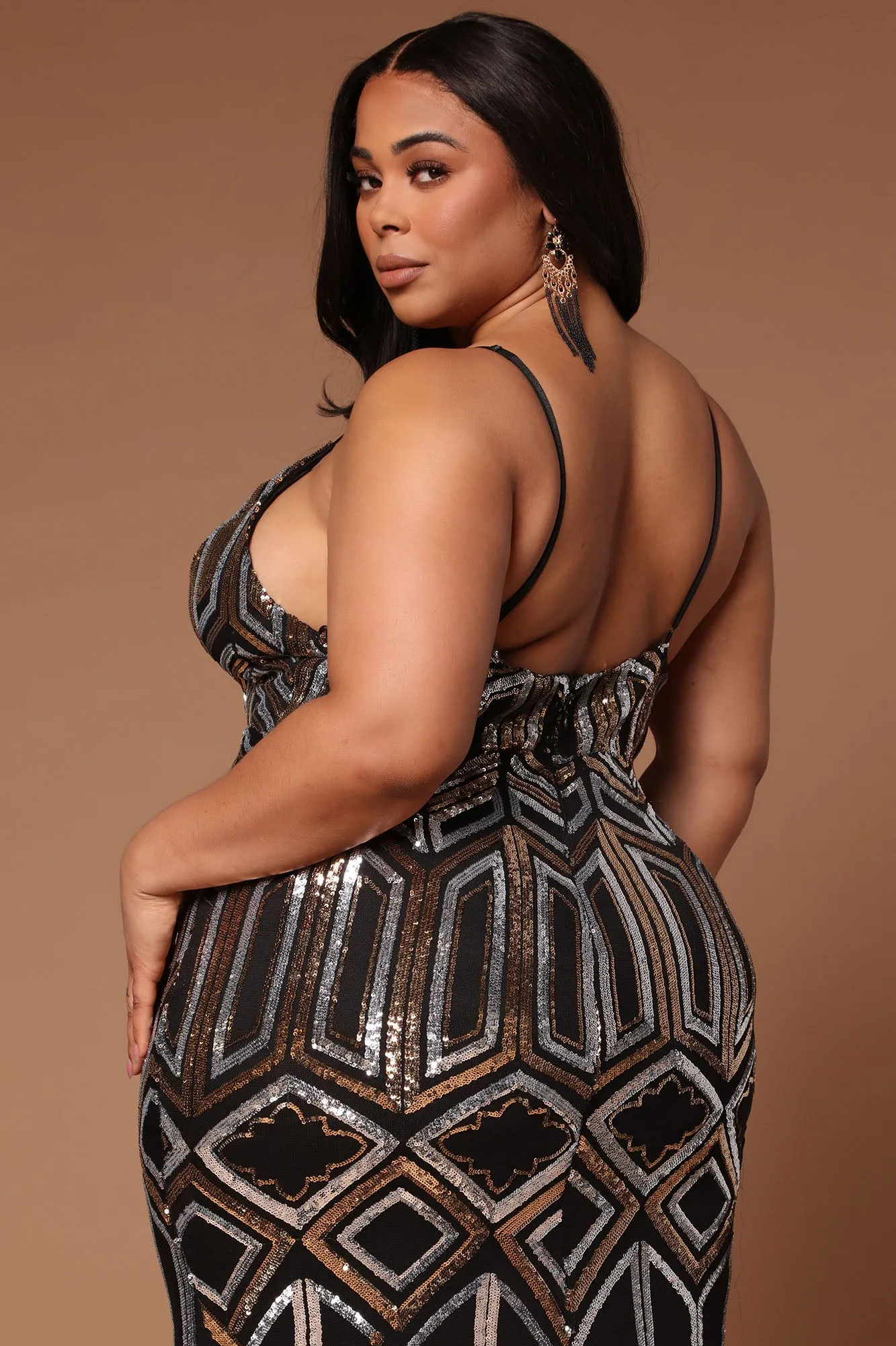 Aliza Sequin Maxi Dress - Black
