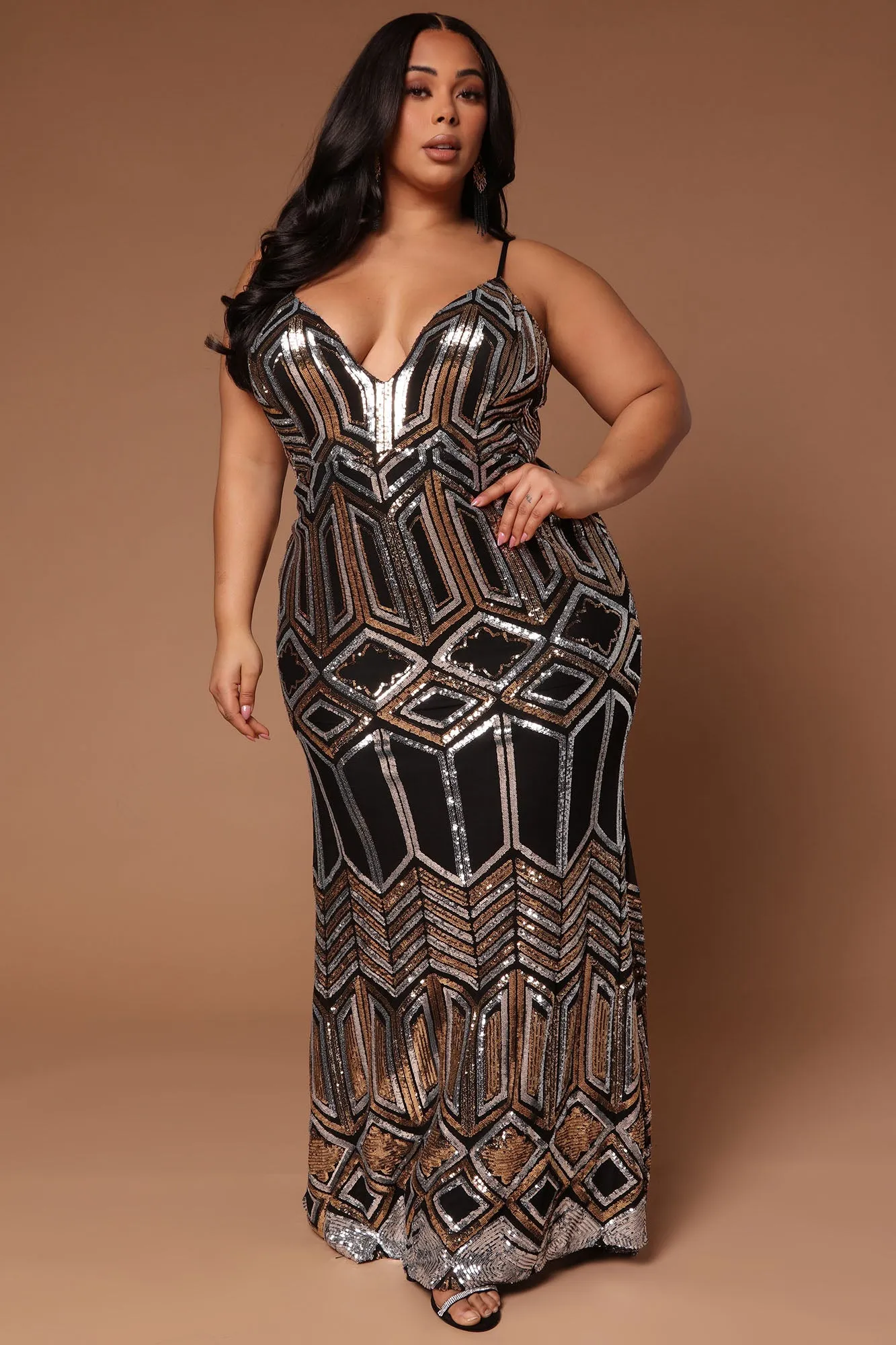 Aliza Sequin Maxi Dress - Black