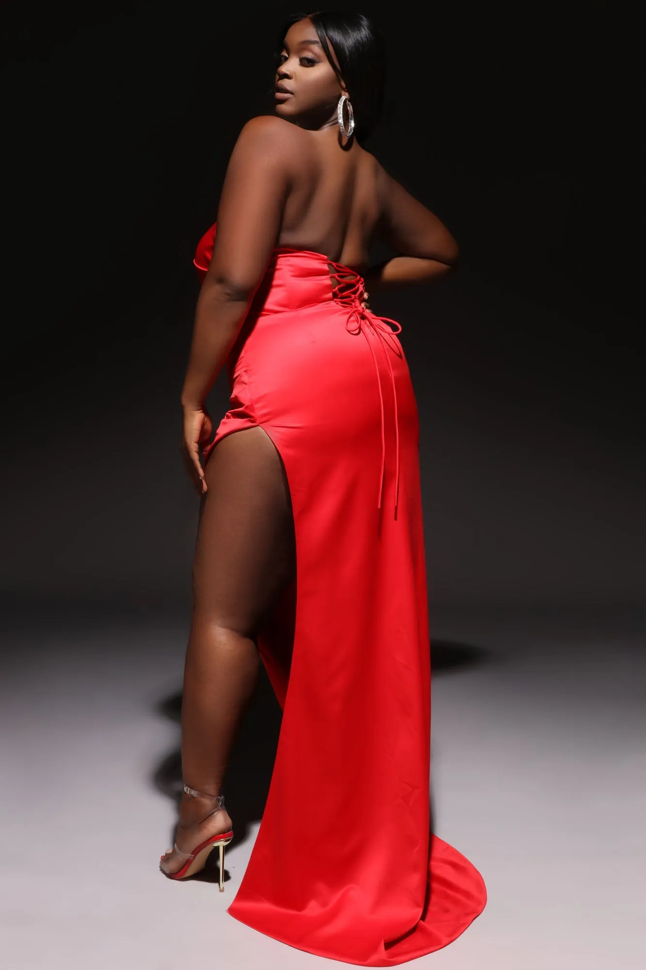 Alyssa High Slit Maxi Dress - Red
