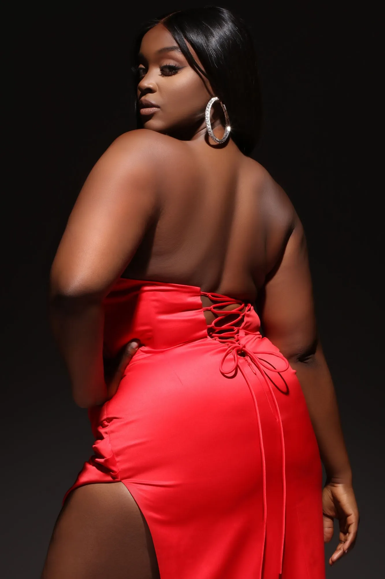 Alyssa High Slit Maxi Dress - Red