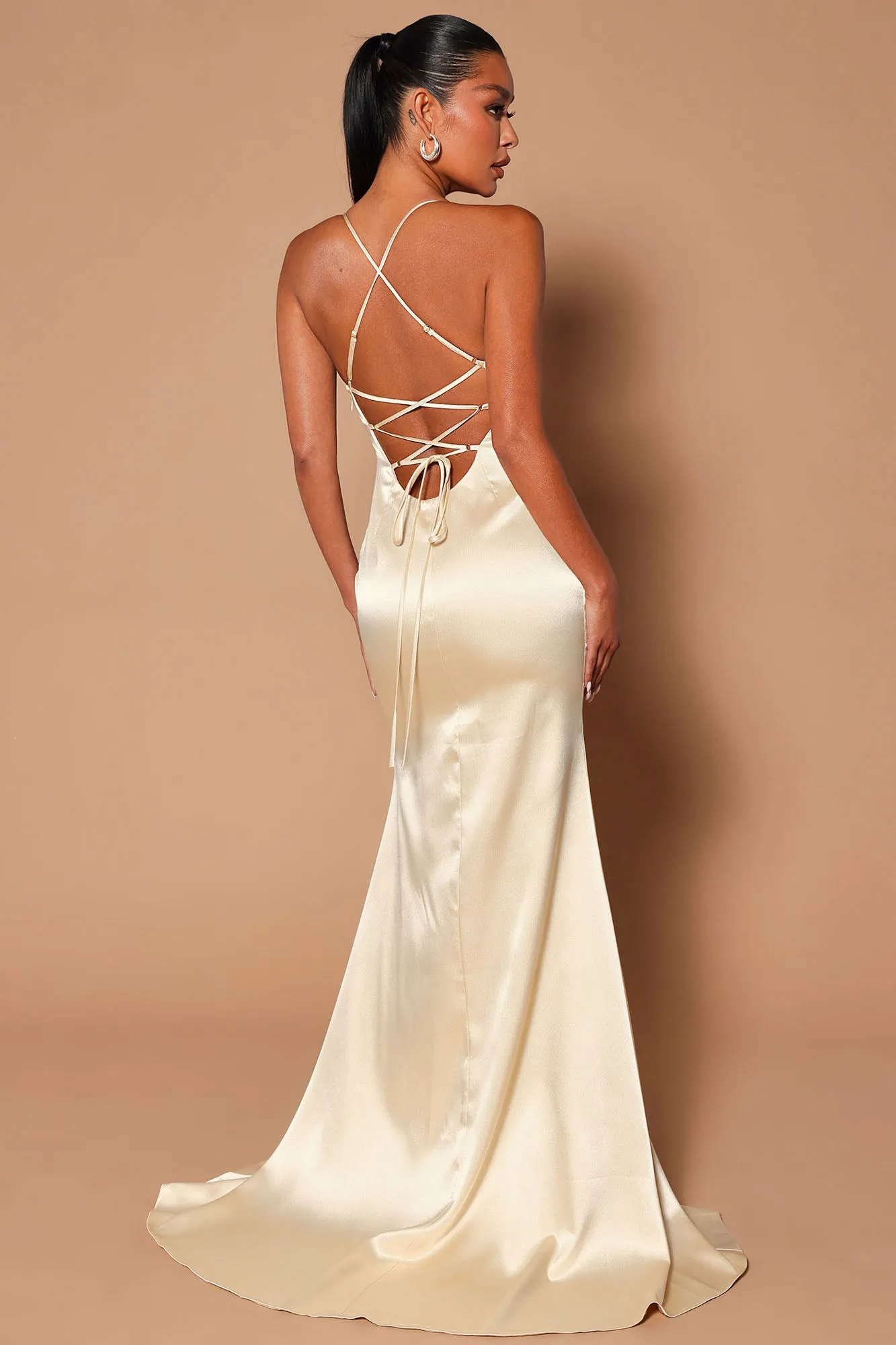 Angelique Satin Maxi Dress - Champagne