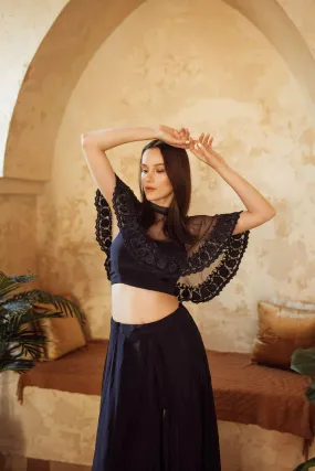 Arely Navy Cape with Embroidery