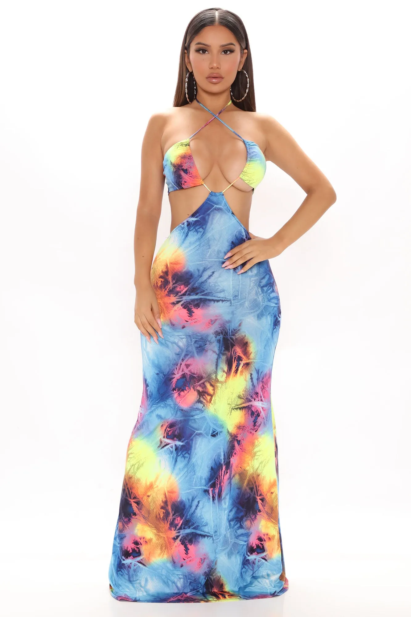 Beach Please Maxi Dress - Blue/combo
