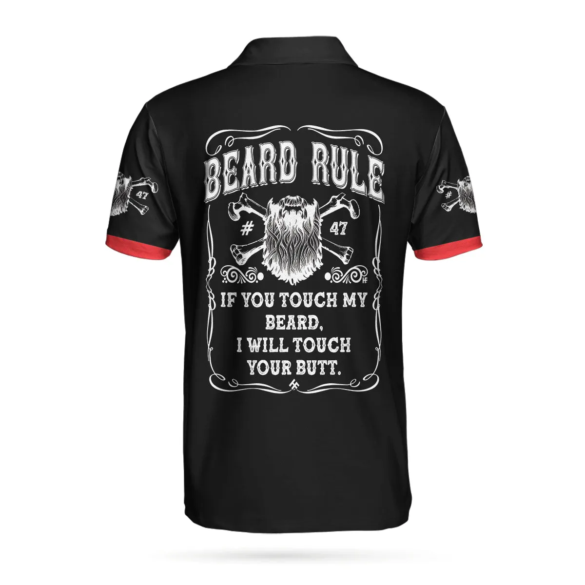 Beard Rule Short Sleeve Black Polo Shirt, If You Touch My Beard Polo Shirt, Best Beard Shirt For Men
