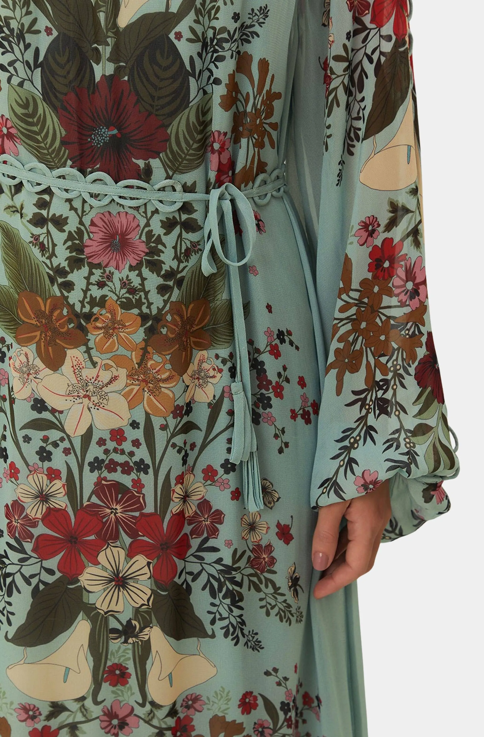 Beauty Bouquet Blue Long Sleeve Maxi Dress