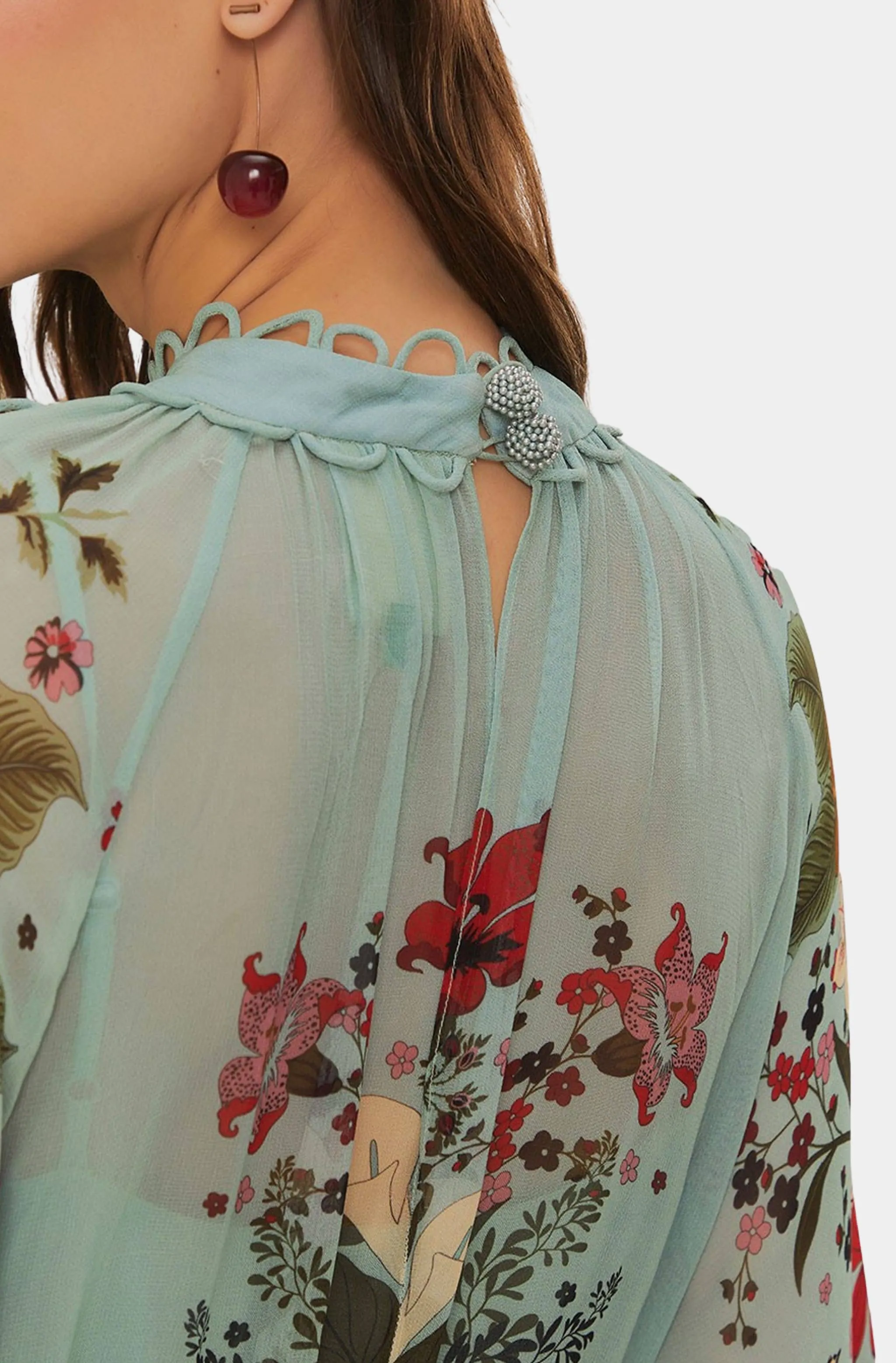Beauty Bouquet Blue Long Sleeve Maxi Dress