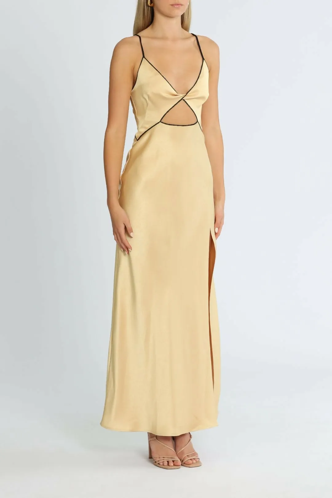 Bec & Bridge Hazel Maxi Dress Wheat Gold Size AU 8