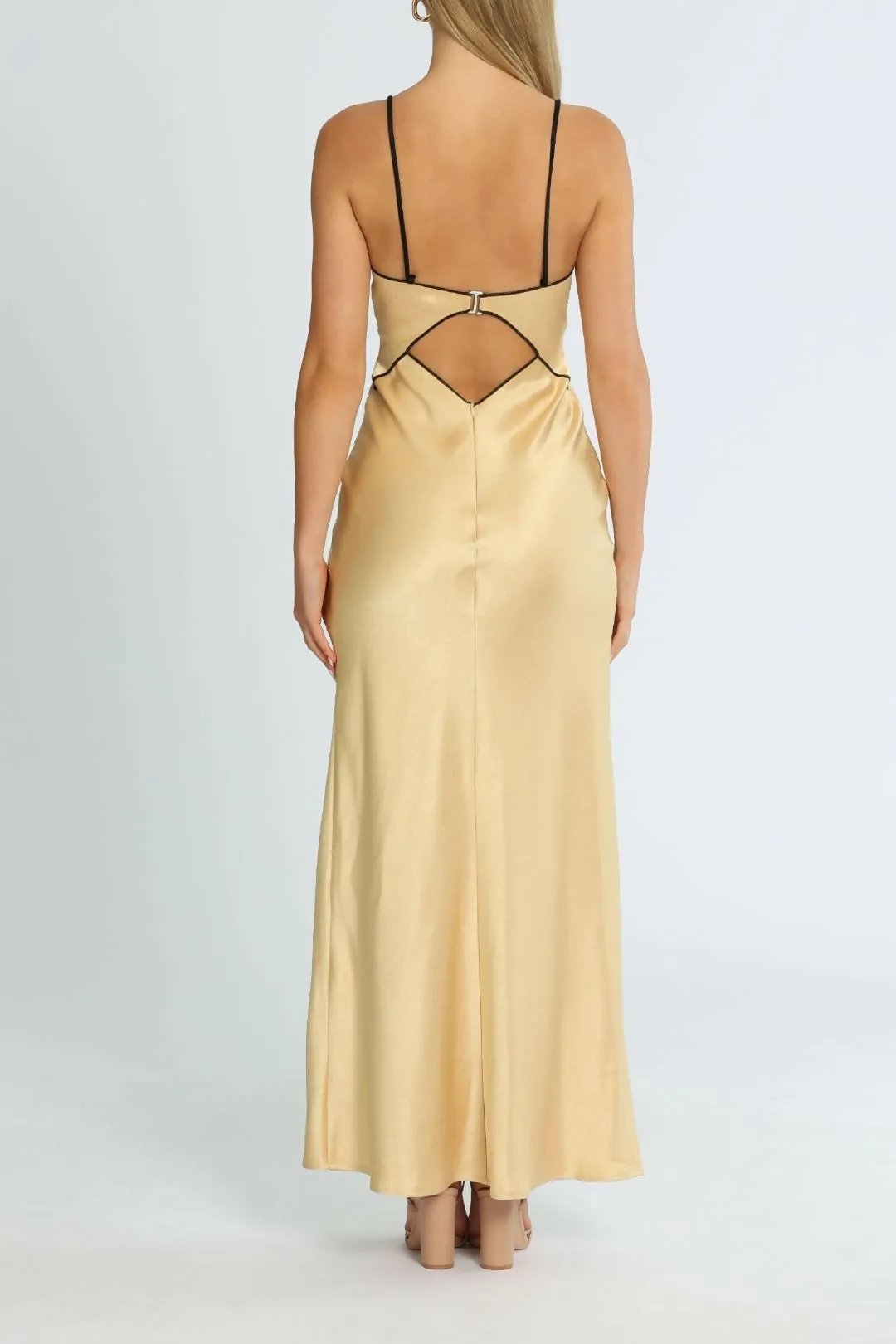Bec & Bridge Hazel Maxi Dress Wheat Gold Size AU 8