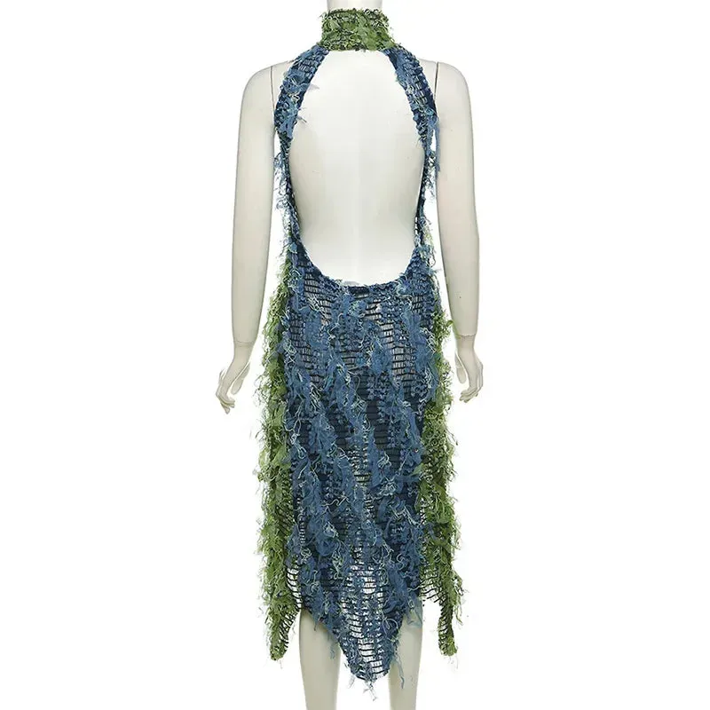 Becca Backless Tassel Maxi Dress