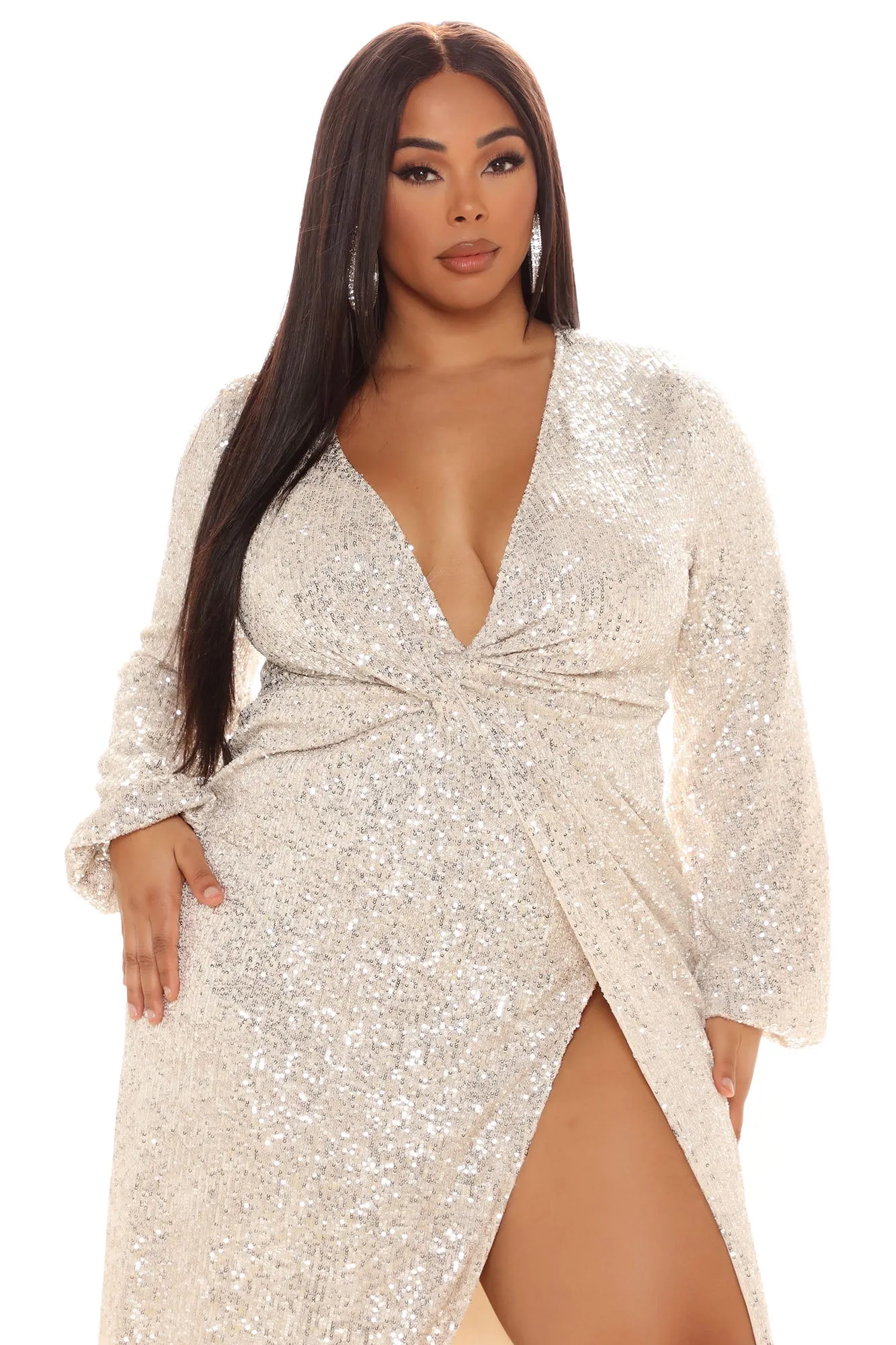 Betting On You Sequin Maxi Dress - Silver