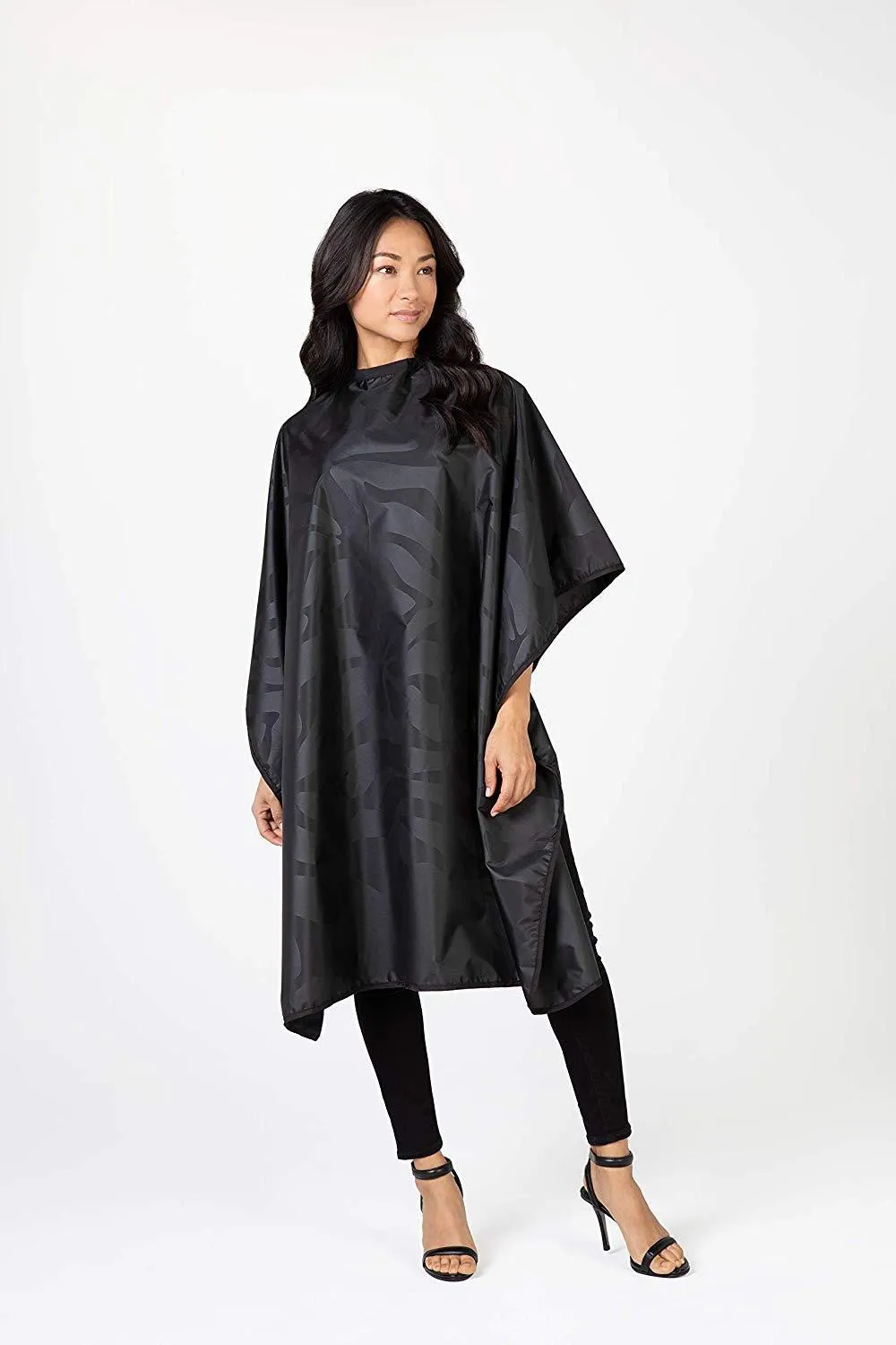 Betty Dain Bleach-proof All Purpose Styling Cape, Material Defends Against Bleach Stains, Color Proof, Chemical Proof, Waterproof, Lightweight Embossed Nylon, Black