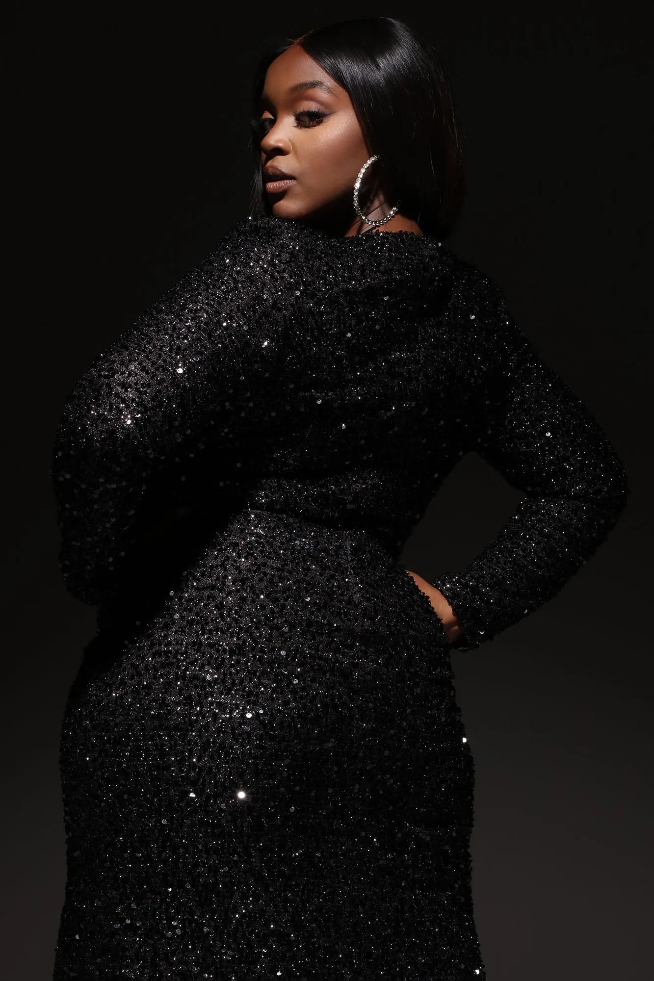 Bianca Sequin Maxi Dress - Black