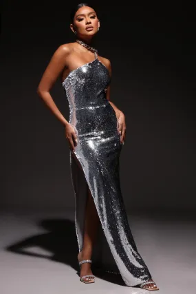 Bianka Sequin Maxi Dress - Silver