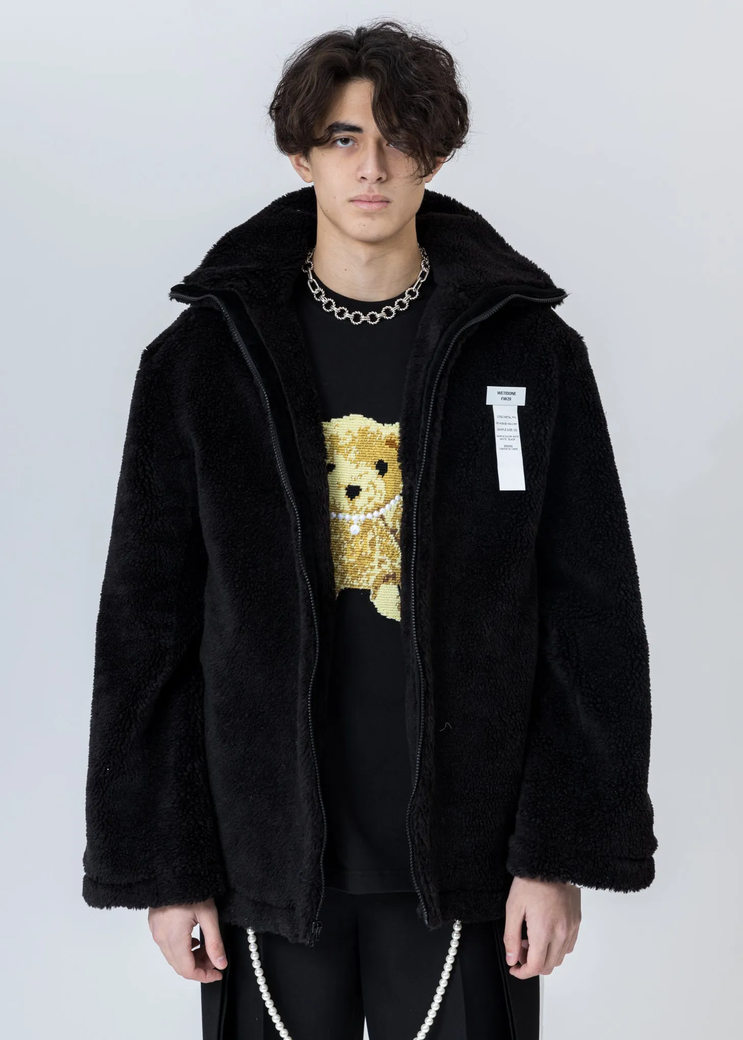 Black Faux Fur Jumper With Pin