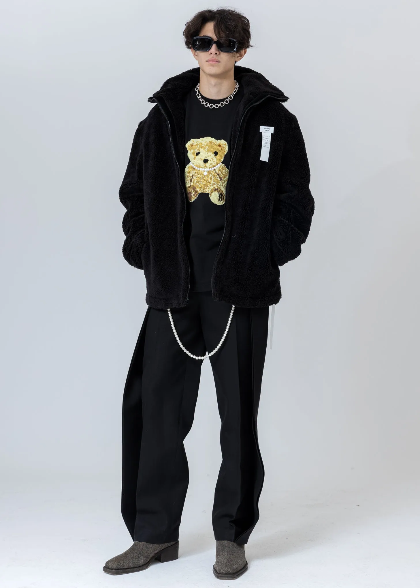 Black Faux Fur Jumper With Pin