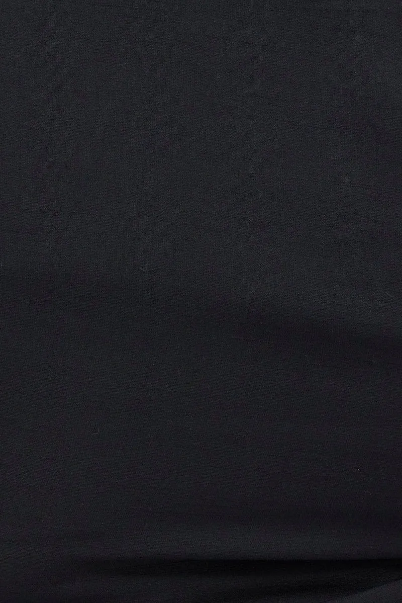 Black Fit And Flare Dress Short Sleeve V-neck
