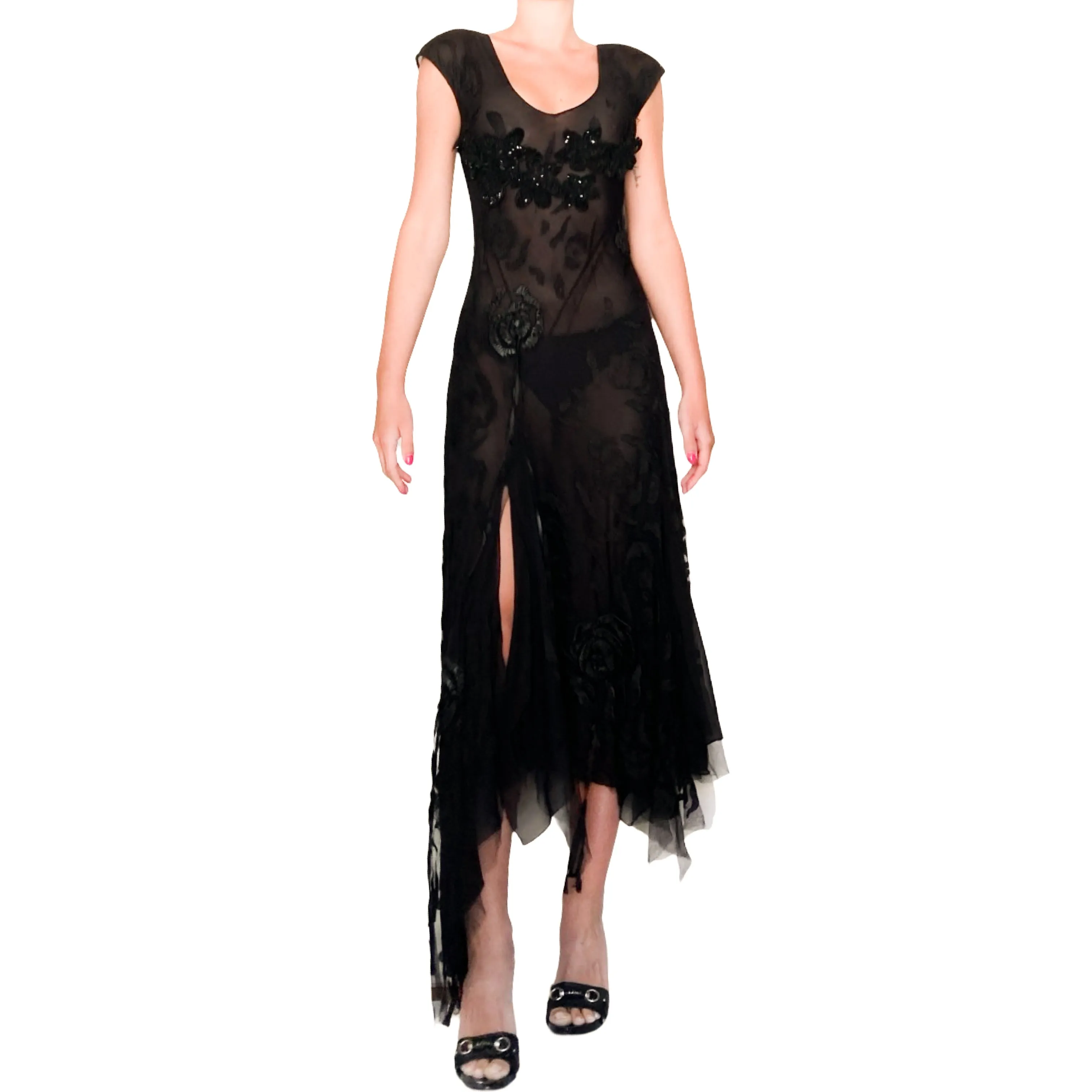 Blumarine S/S 2002 silk lace maxi dress (runway)