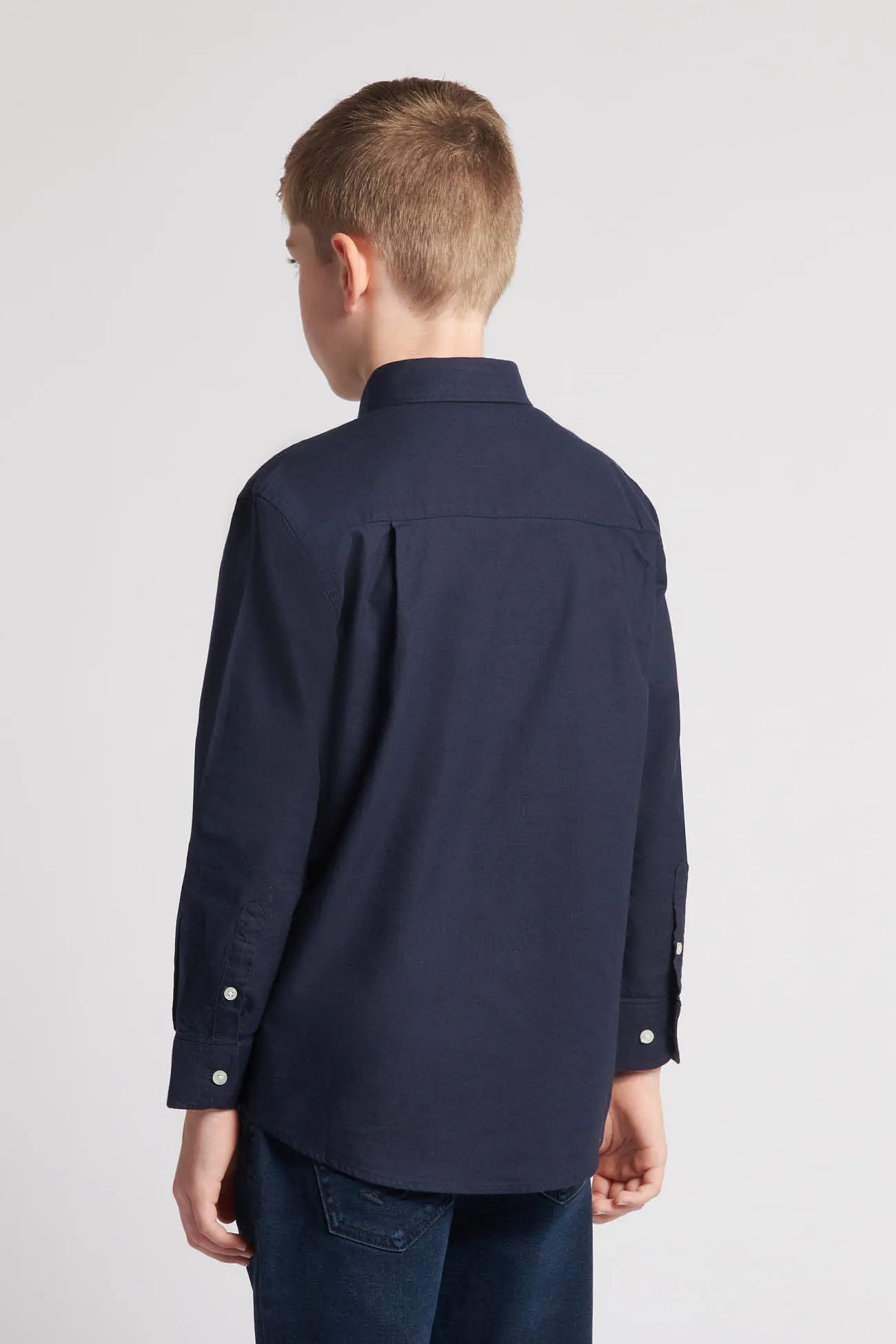 Boys Lifestyle Peached Oxford Shirt in Navy Blue