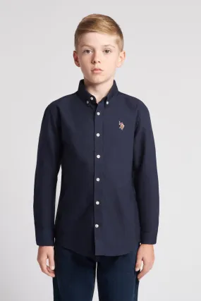 Boys Lifestyle Peached Oxford Shirt in Navy Blue
