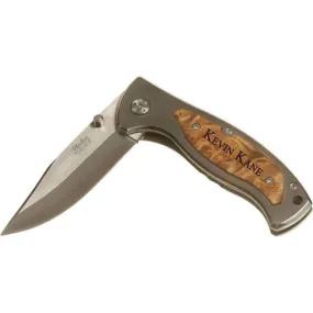 Burl Wood Handle Knife With 3.25" Silver Blade