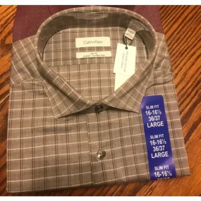 Calvin Klein Slim Fit Stretch Wrinkle Free Dress Shirt Gray