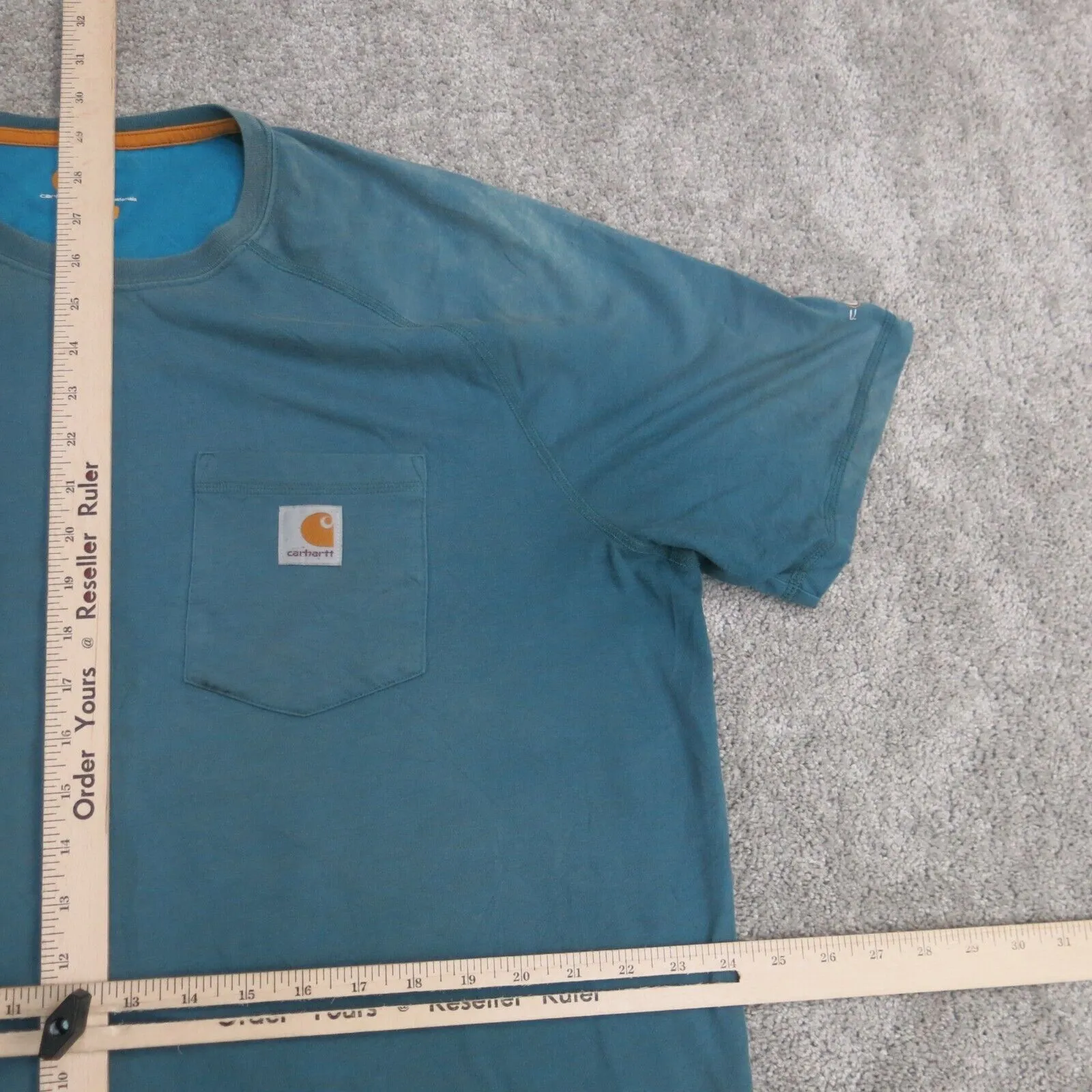 Carhartt Shirt Mens XL Blue Relaxed Fit Work Wear Casual Pocket Tee Swoosh Logo