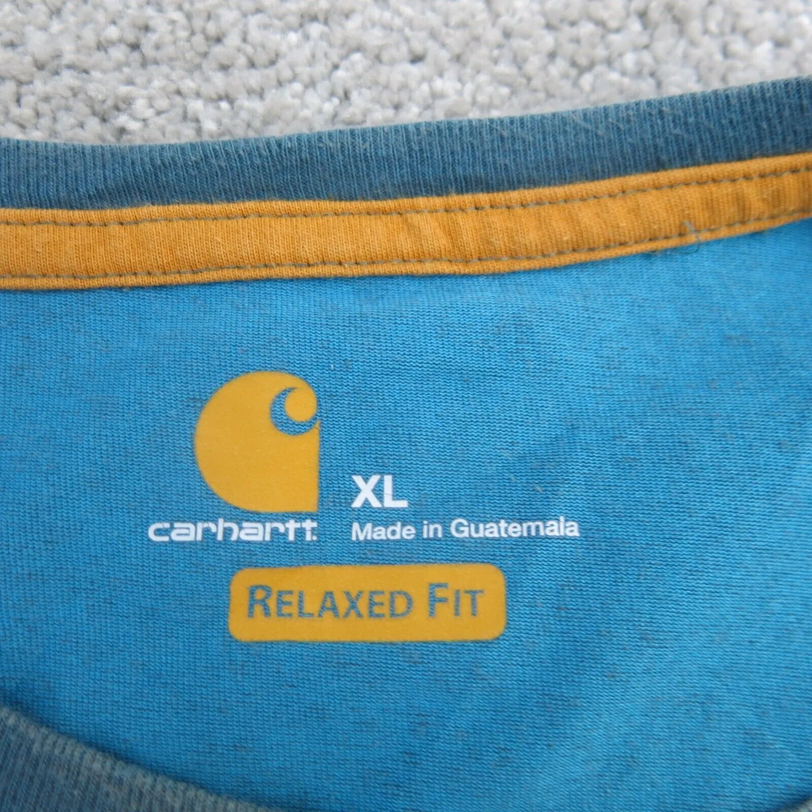 Carhartt Shirt Mens XL Blue Relaxed Fit Work Wear Casual Pocket Tee Swoosh Logo