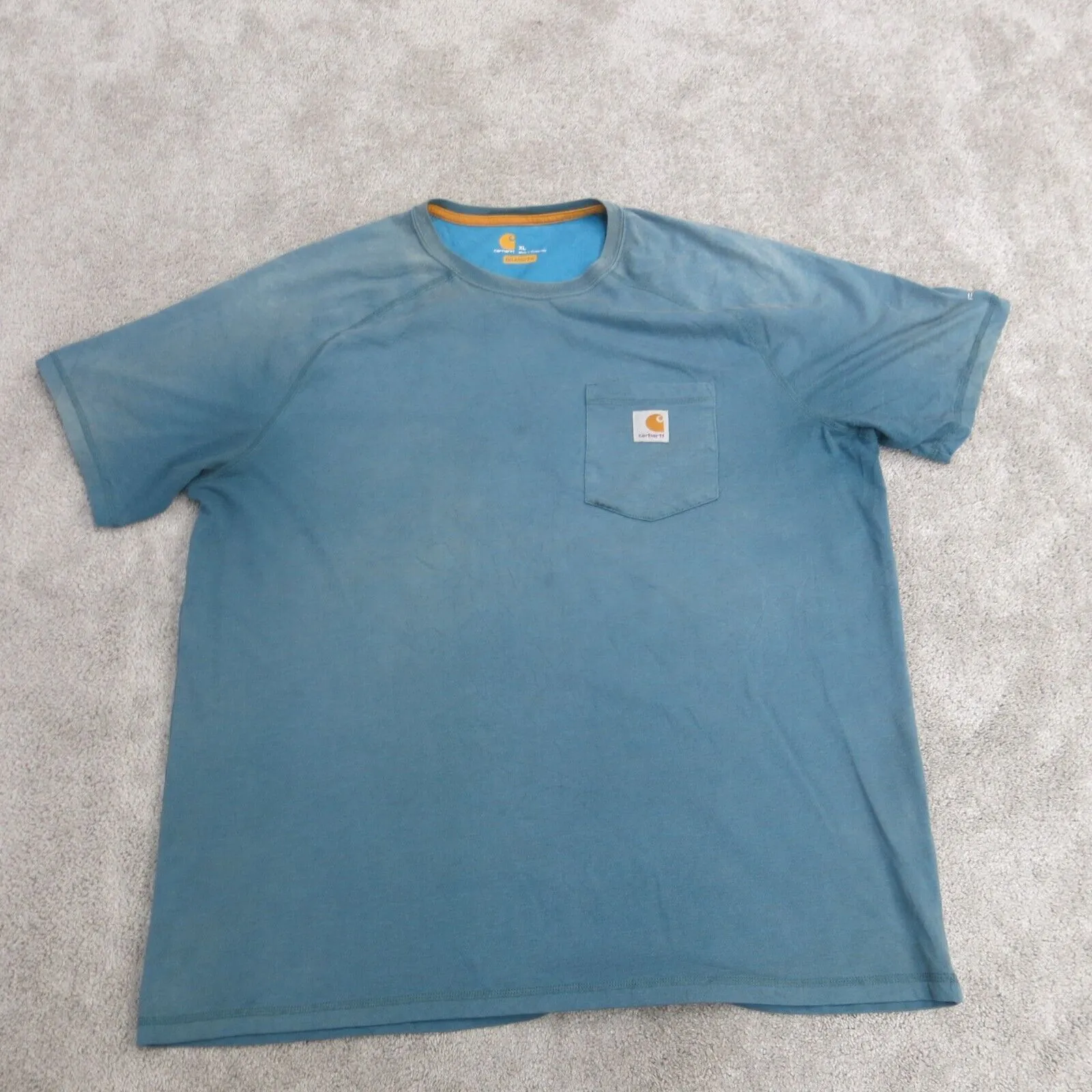 Carhartt Shirt Mens XL Blue Relaxed Fit Work Wear Casual Pocket Tee Swoosh Logo