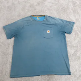 Carhartt Shirt Mens XL Blue Relaxed Fit Work Wear Casual Pocket Tee Swoosh Logo