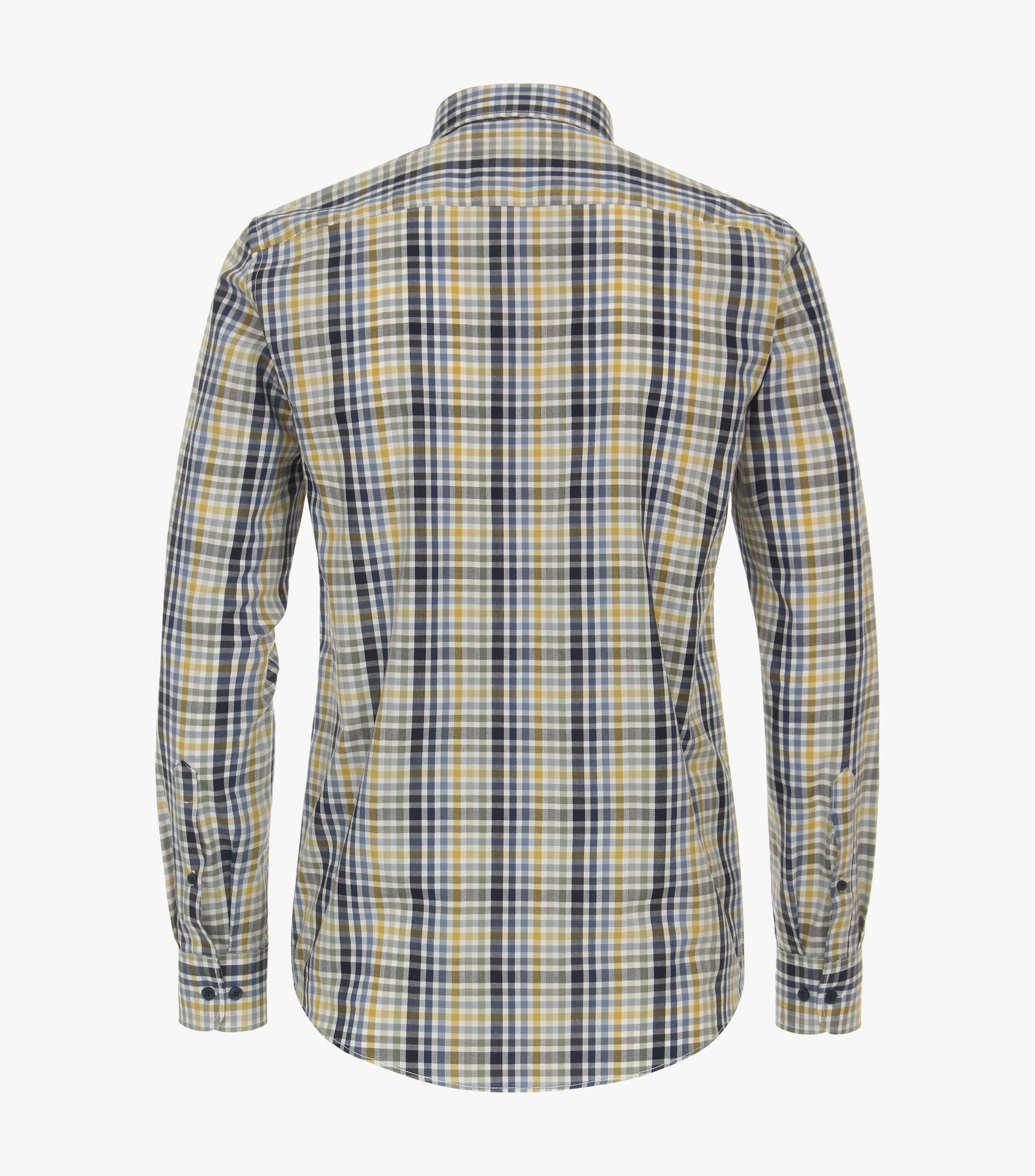 Casa Moda Long Sleeve Casual Checked Shirt 100 - Yellow/Navy/Green