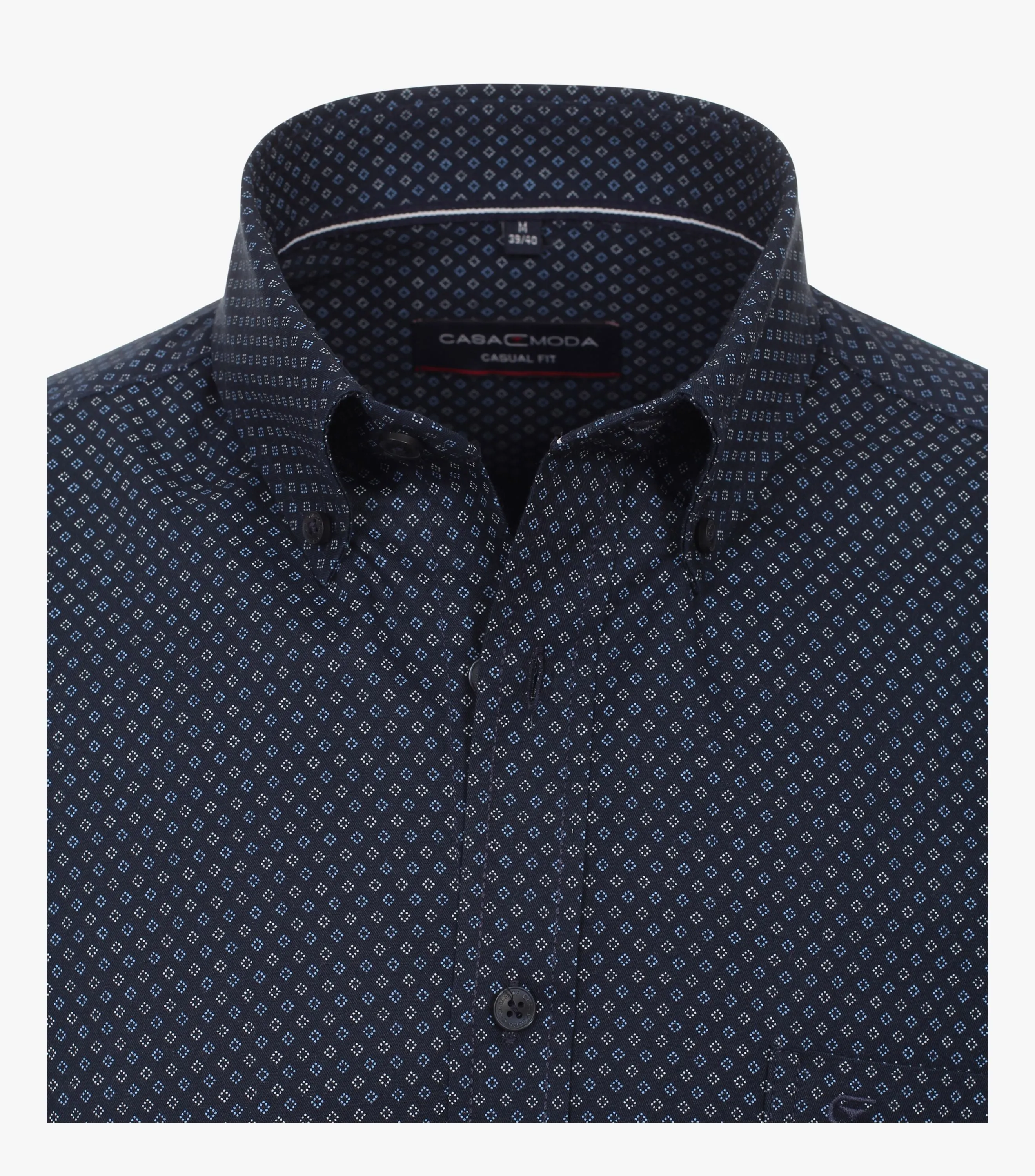 Casa Moda Long Sleeve Diamond Print Casual Shirt 100 - Dark Blue