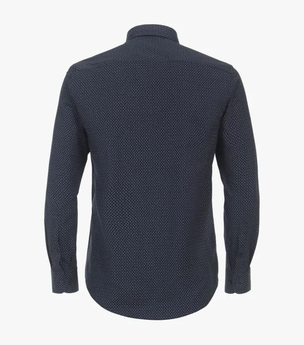 Casa Moda Long Sleeve Diamond Print Casual Shirt 100 - Dark Blue